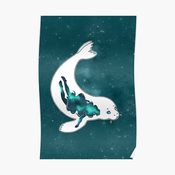 Swimming Through Space - Galaxy Selkie - Poster