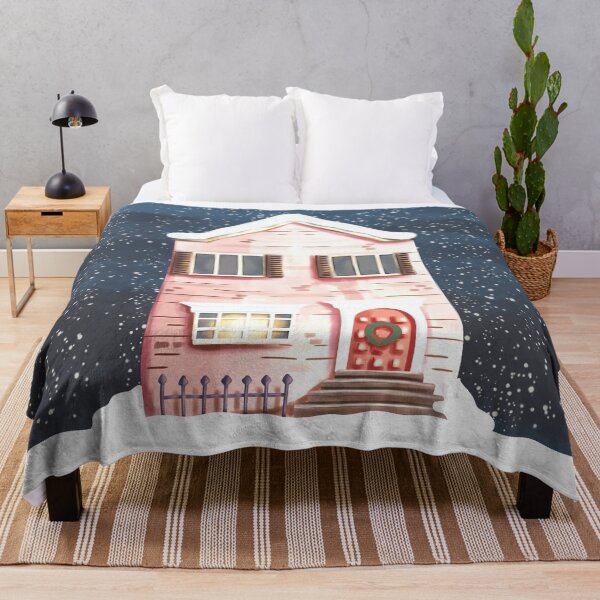 Item preview, Lone Pink House on Christmas - A Digital Painting designed and sold by Taladesignlab.