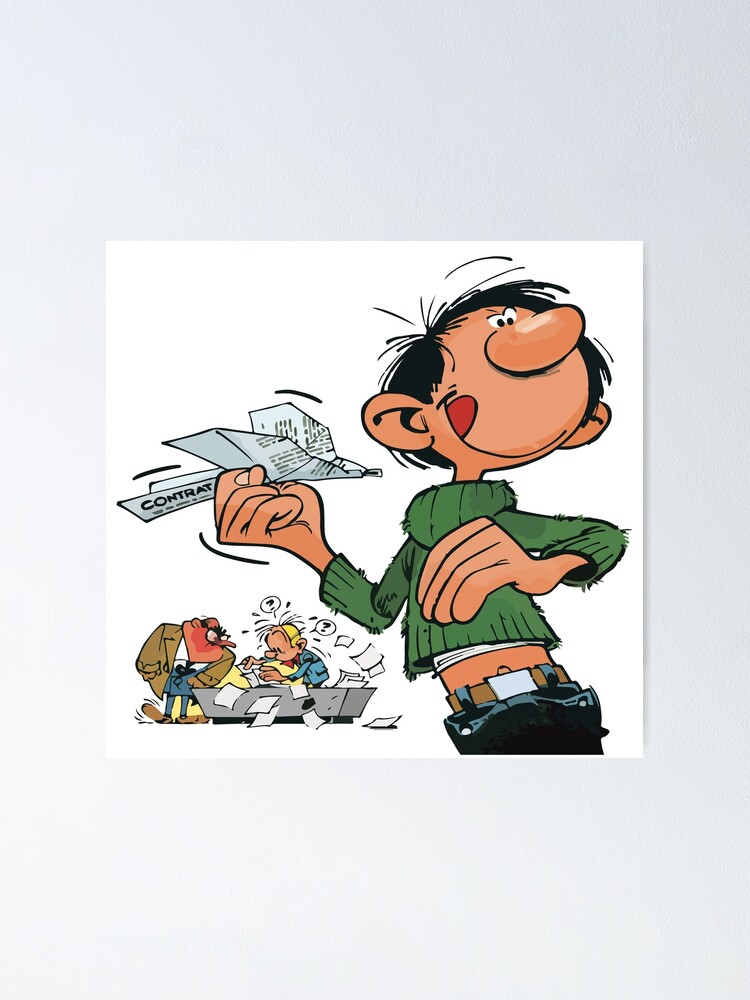 Gaston Lagaffe At The Office Poster By Designsbyronald Redbubble