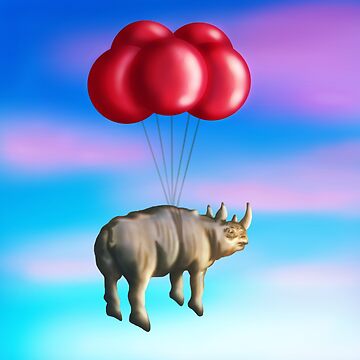Rhino Rhinoceros Ballon Ballon Volant' Autocollant