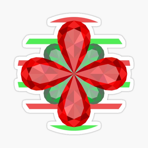 It's Raining Rubies and Emeralds - on Red and Green Stripes Sticker