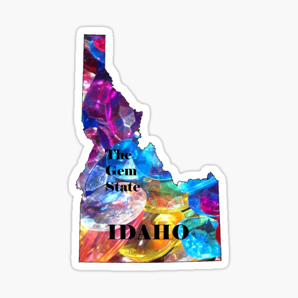 Idaho Map With State Nickname The Gem State Sticker For Sale By