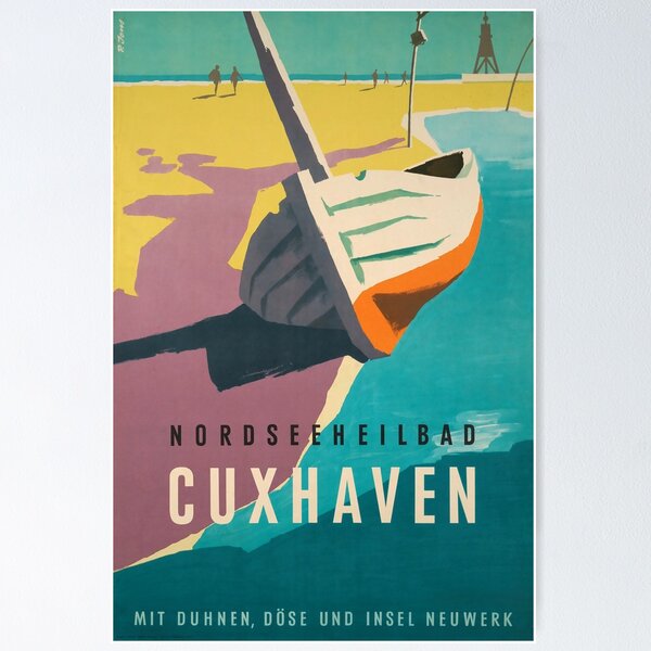 Item preview, retro classic Nordseeheilbad Cuxhaven poster designed and sold by CorasPosters.