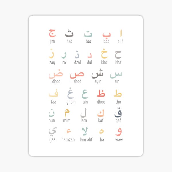 Custom Arabic Alphabet Stickers Small - China Arabic Alphabet