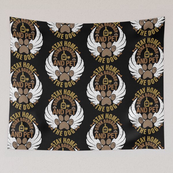 Item preview, Stay Home Drink Bourbon And Pet The Dog Chillin designed and sold by GravitiTees.
