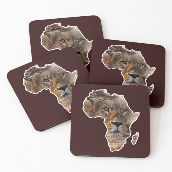 Item preview, Lion & savanna on silhouette of Africa | Africa map designed and sold by shirt-planet.