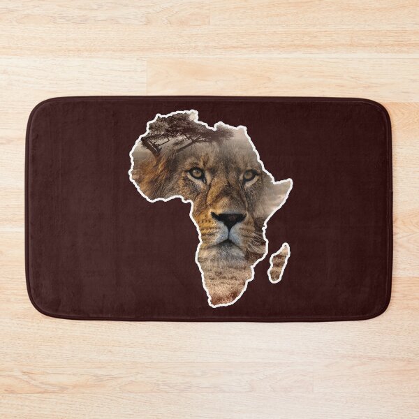 Item preview, Lion & savanna on silhouette of Africa | Africa map designed and sold by shirt-planet.