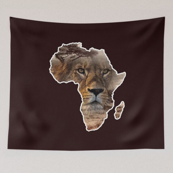 Item preview, Lion & savanna on silhouette of Africa | Africa map designed and sold by shirt-planet.