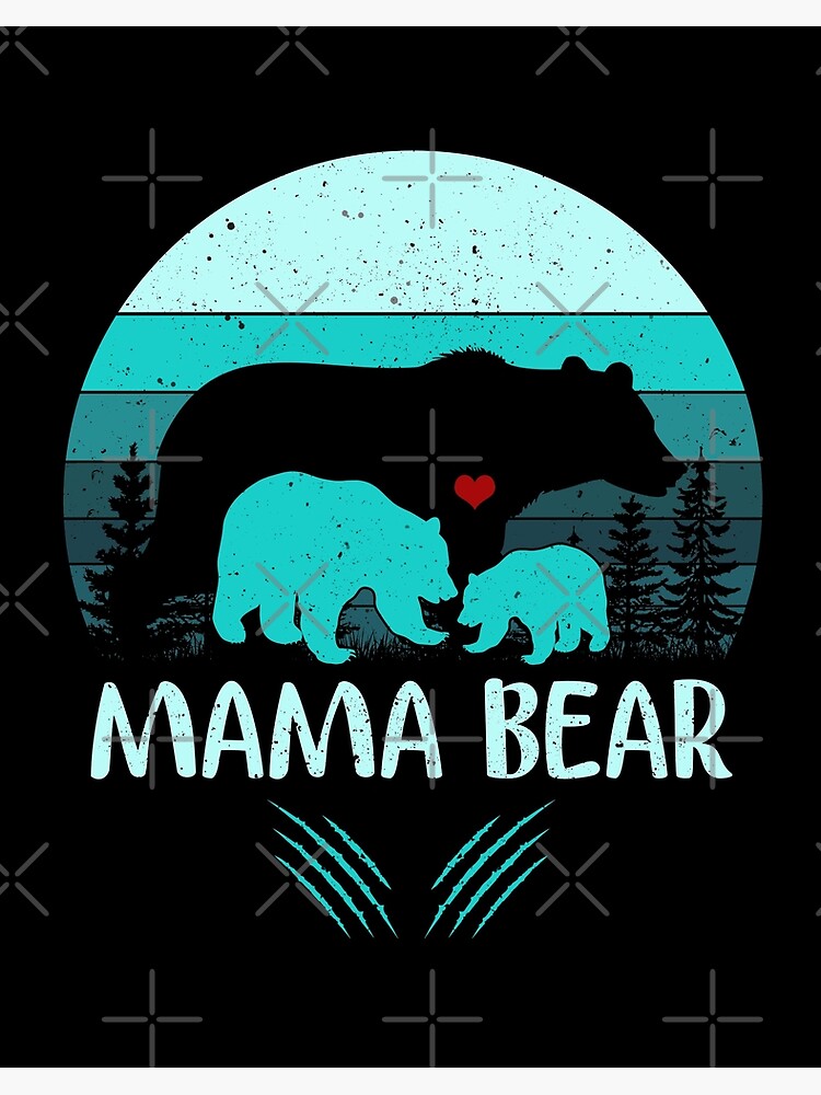 Mothers Day Gifts Mama Bear With 2 Cubs Cute Flower Circle Shirt