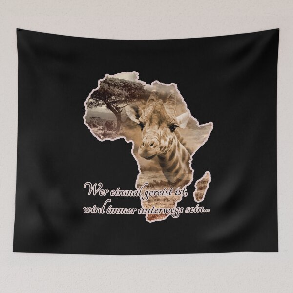 Item preview, Giraffe & savanna on silhouette of Africa | Africa map designed and sold by shirt-planet.