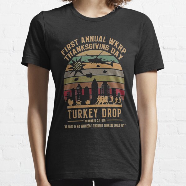 Retro Turkey Drop First Annual Wkrp Thanksgiving Day  Essential T-Shirt
