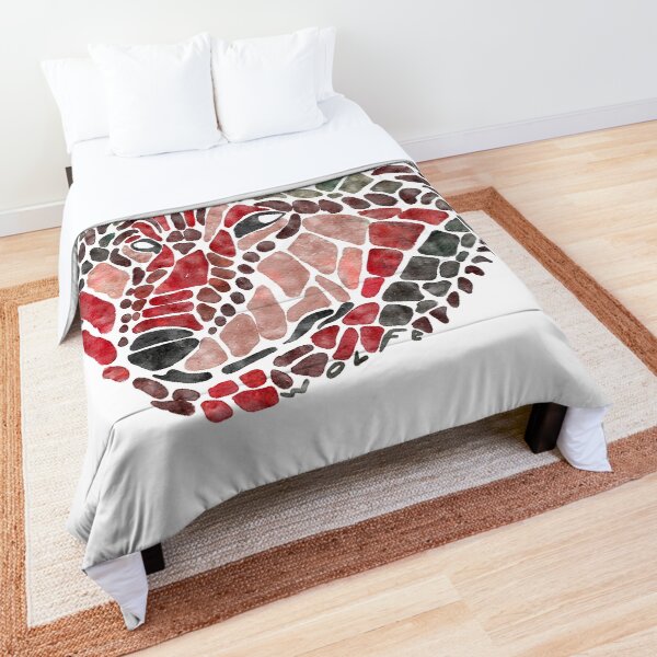 Red Wolf Painted Mosaic Illustration Comforter