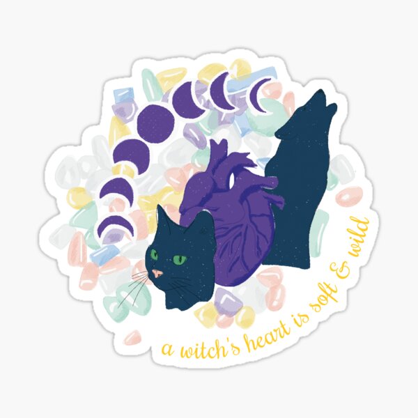 a witch heart is soft & wild Sticker