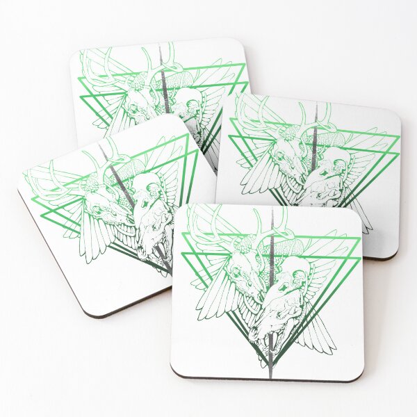 Item preview, Green Surreal Abstract Geometric Skulls  designed and sold by AustrealisInk.