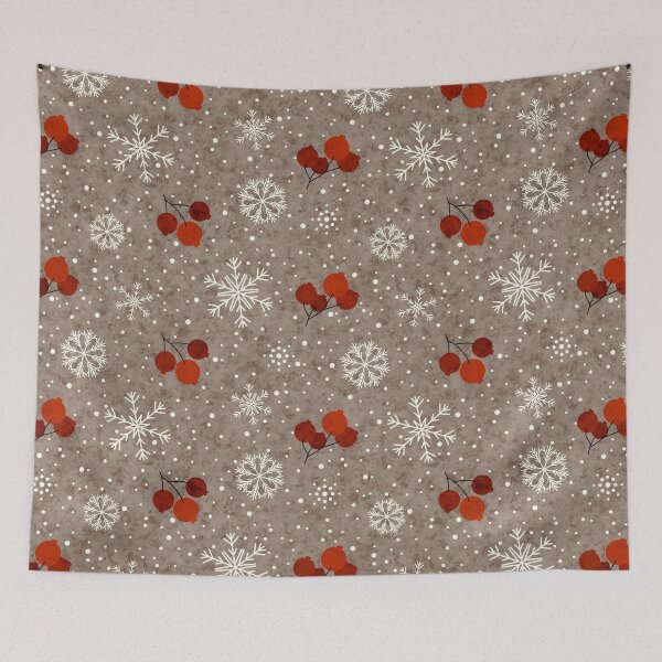 Item preview, Winter red berries and snowflakes designed and sold by floraaplus.