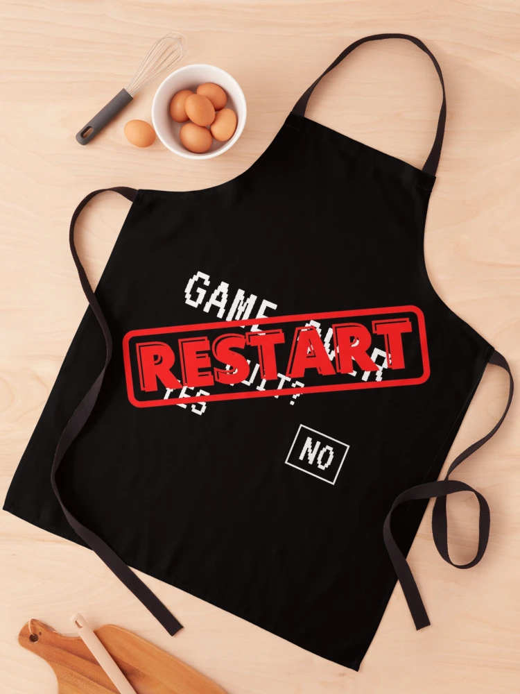 Thumbnail 1 of 6, Apron, Game Over never Quit, RESTART designed and sold by ClearThoughts.
