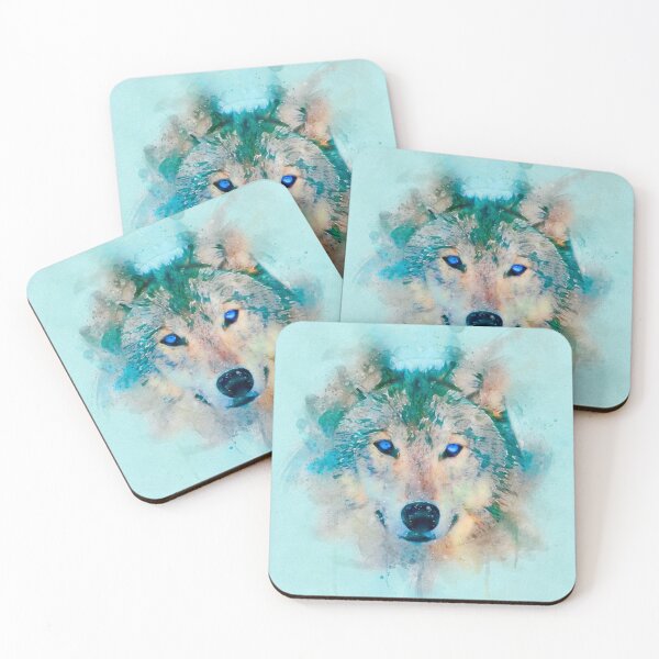 Artikelvorschau, Wolf Blue Aquarell entworfen und verkauft von Inspireaglow.