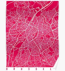 Brussels map raspberry Poster