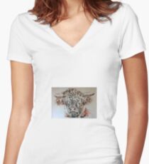 highland coo! Women's Fitted V-Neck T-Shirt