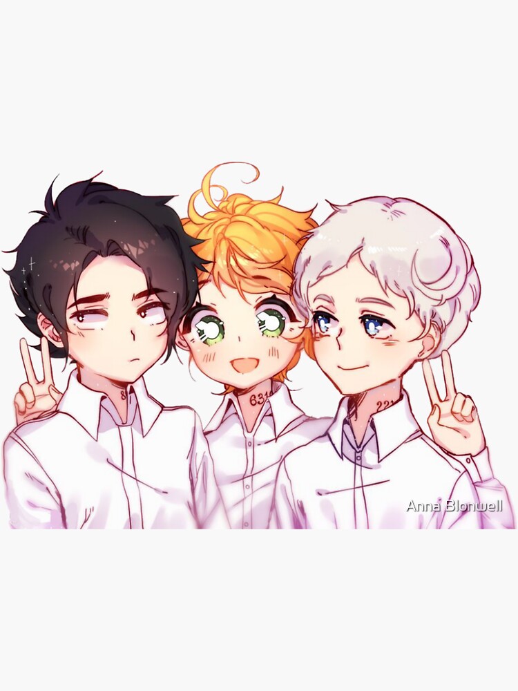 Emma Ray And Norman Cute The Promised Neverland Sticker By Shindouart