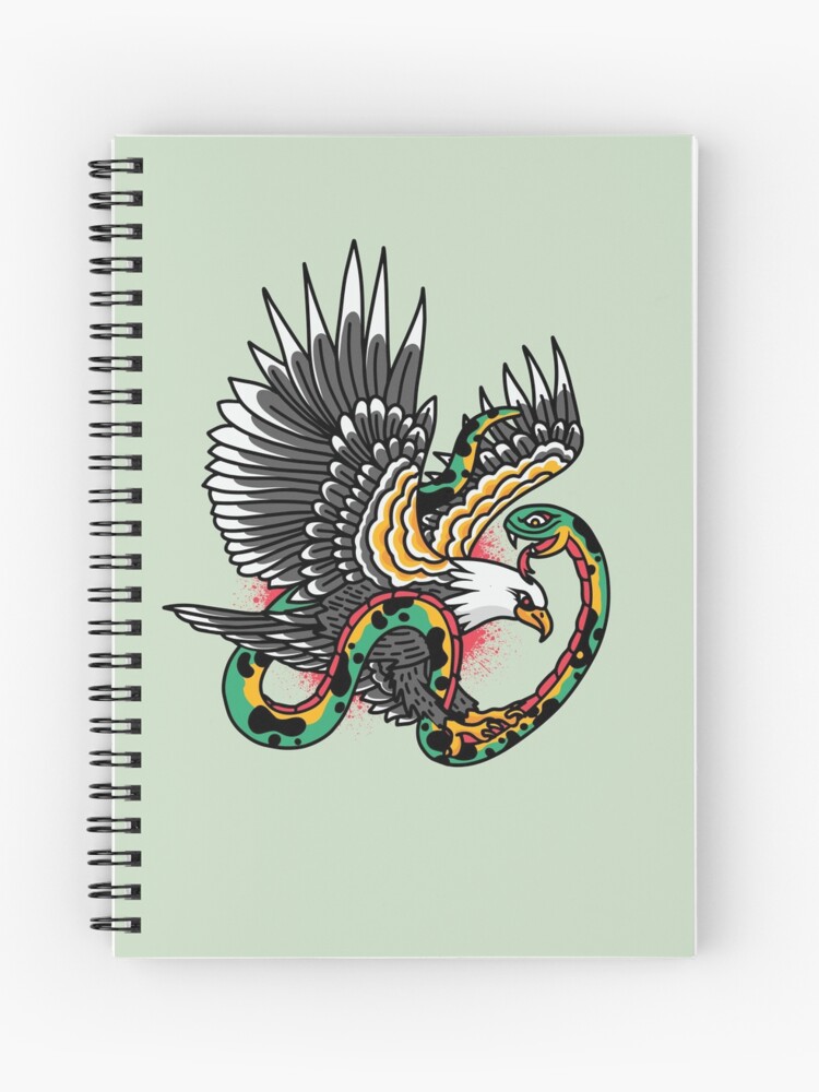 Cuaderno de espiral «Tatuaje de águila vs serpiente» de K-Constantine |  Redbubble