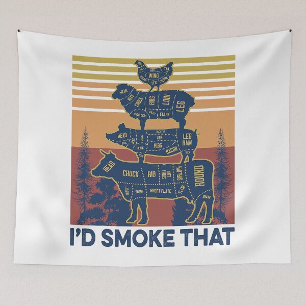 Item preview, I'd smoke that Beef Pork Chicken Butcher Cut Funny Grilling designed and sold by Hampton51.