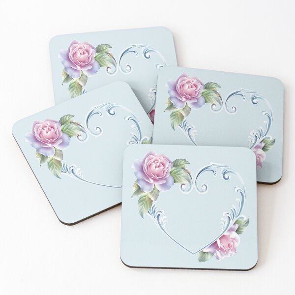 Item preview, Floral Love Heart on Blue designed and sold by ReesDesigns.