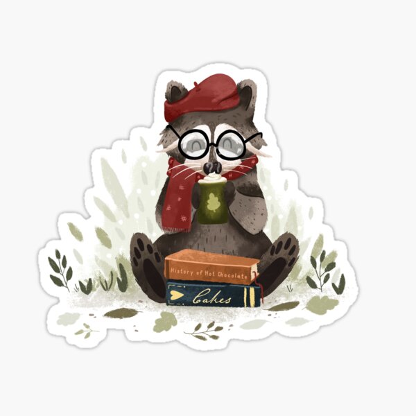 Herbst Waschbär Hot Chocholate Sticker