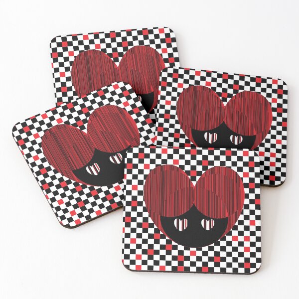 Item preview, A head of a black woman cartoon with red and black hair and heart shaped eye isolated on black and white background designed and sold by FCEalin.