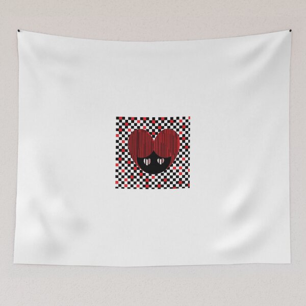 Item preview, A head of a black woman cartoon with red and black hair and heart shaped eye isolated on black and white background designed and sold by FCEalin.