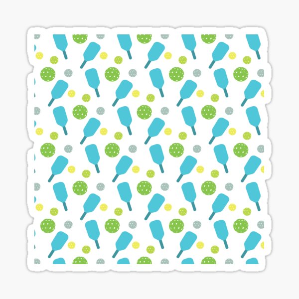Pickleball-paddles-blue-green-yellow-pattern Sticker