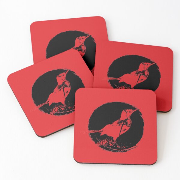 Item preview, Graphic of grungy red bird on black circle designed and sold by SimplyAdrienne.
