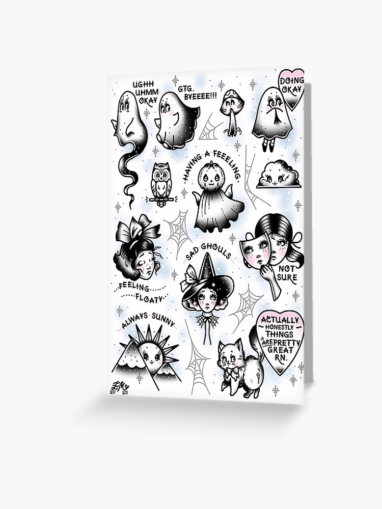 Ghost and Ghouls Cute Traditional Flash Tattoo Ghost and Ghouls Cute Traditional Flash Tattoo