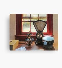Postal Scale and Rubber Stamps Canvas Print
