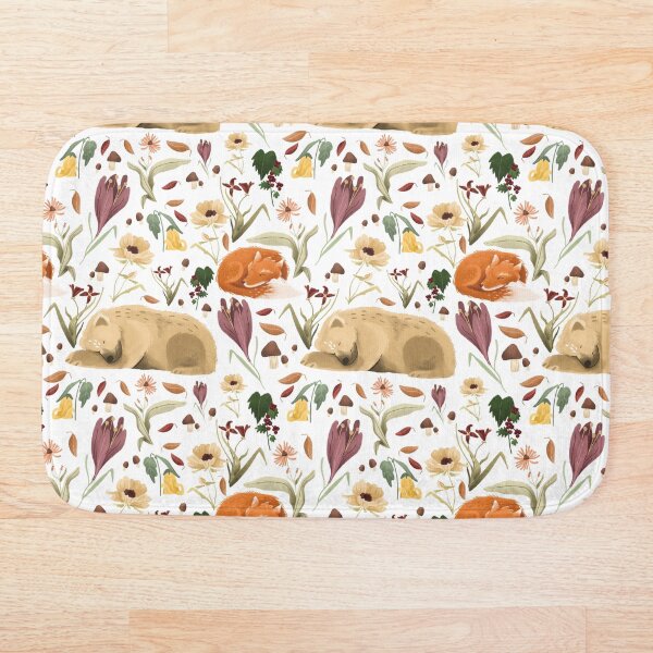 Item preview, Zorro y oso durmiendo - Patrón de otoño designed and sold by CoffeeandPixels.
