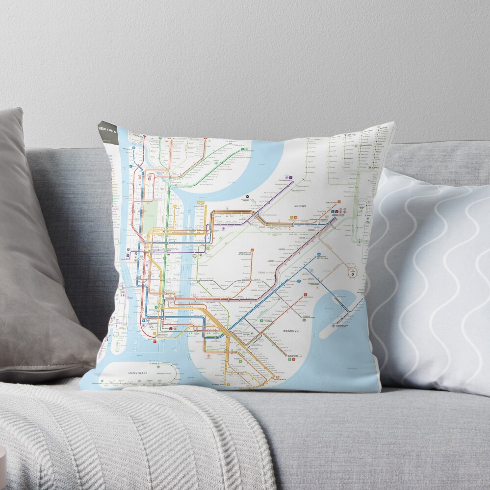 New York City subway map Throw Pillow