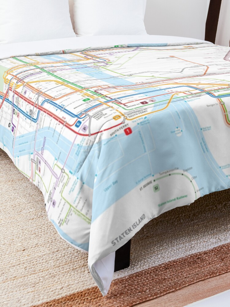 Alternate view of New York City subway map Comforter
