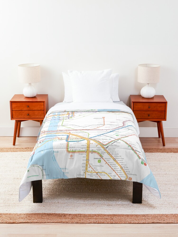 Alternate view of New York City subway map Comforter