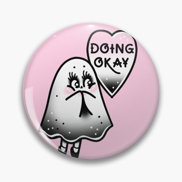 Item preview, Doing Okay Awkward Halloween Ghost Cute Traditional Flash Tattoo designed and sold by Ella Mobbs.