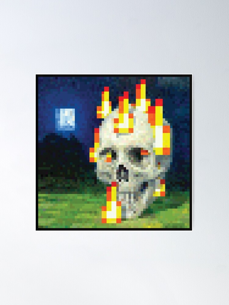 Thumbnail 2 of 3, Poster, Minecraft Painting Skull on Fire designed and sold by Saikishop.