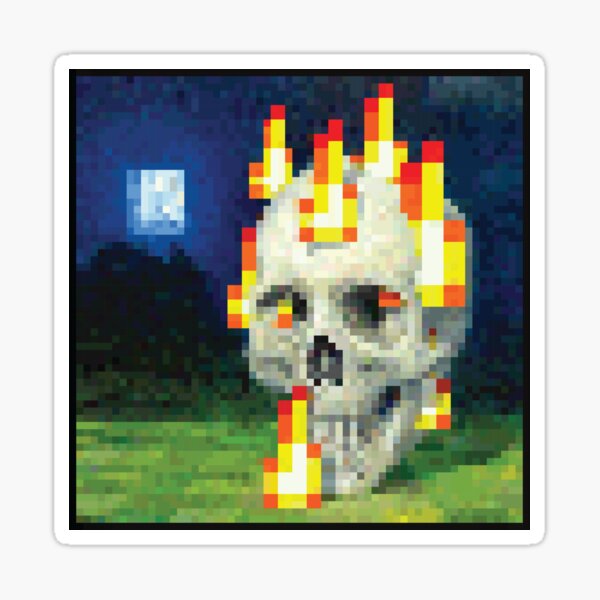 Crâne de peinture Minecraft en feu Sticker