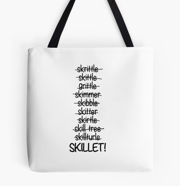 Skrittle Skittle Skitter SKILLET! (white) Drawstring Bag for Sale