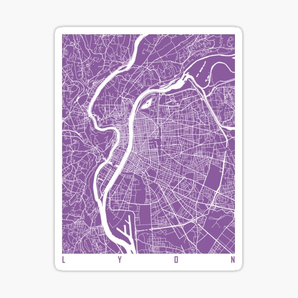 Lyon map lilac Sticker