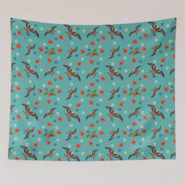 Item preview, Alan's pattern, Featuring Red kites, poppies, daisies, lilacs and acorns. designed and sold by Naty Design Prague.