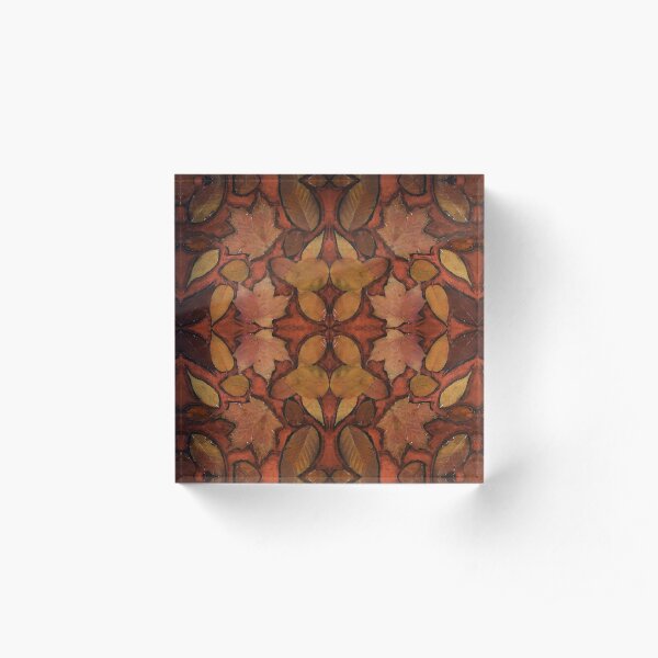 Autumn Leaves Pattern VIII Acrylic Block