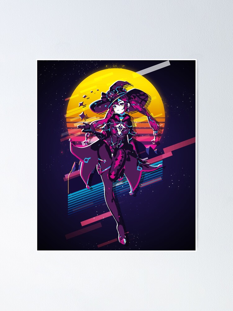 Mona Genshin Impact 80s Retro Poster For Sale By Myretroart Redbubble