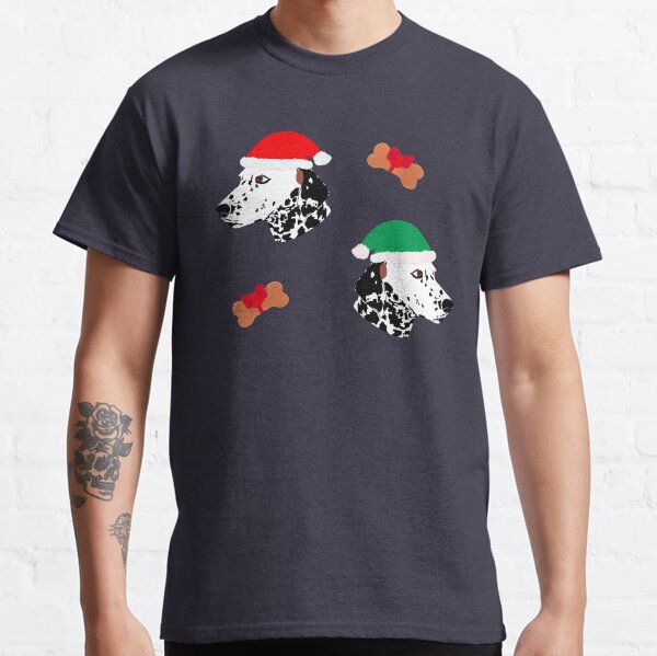 Dalmatian Spot Dog Christmas Hat Bone Treat Classic T-Shirt