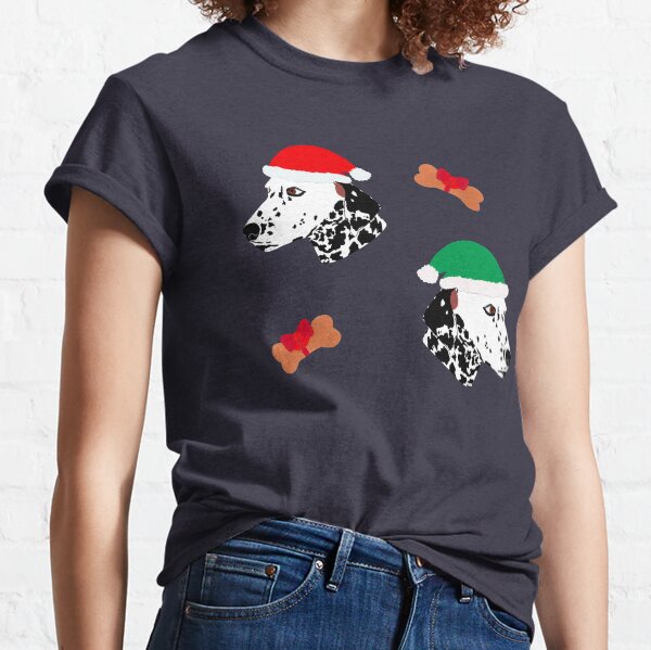 Dalmatian Spot Dog Christmas Hat Bone Treat Classic T-Shirt