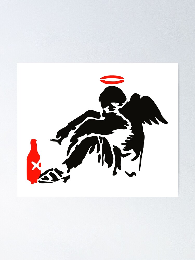 Banksy バンクシー 「Fallen Angel」シリアル サイン 書類付き Fallen Angel Banksy Stencil - Banksy Graffiti, Banksy