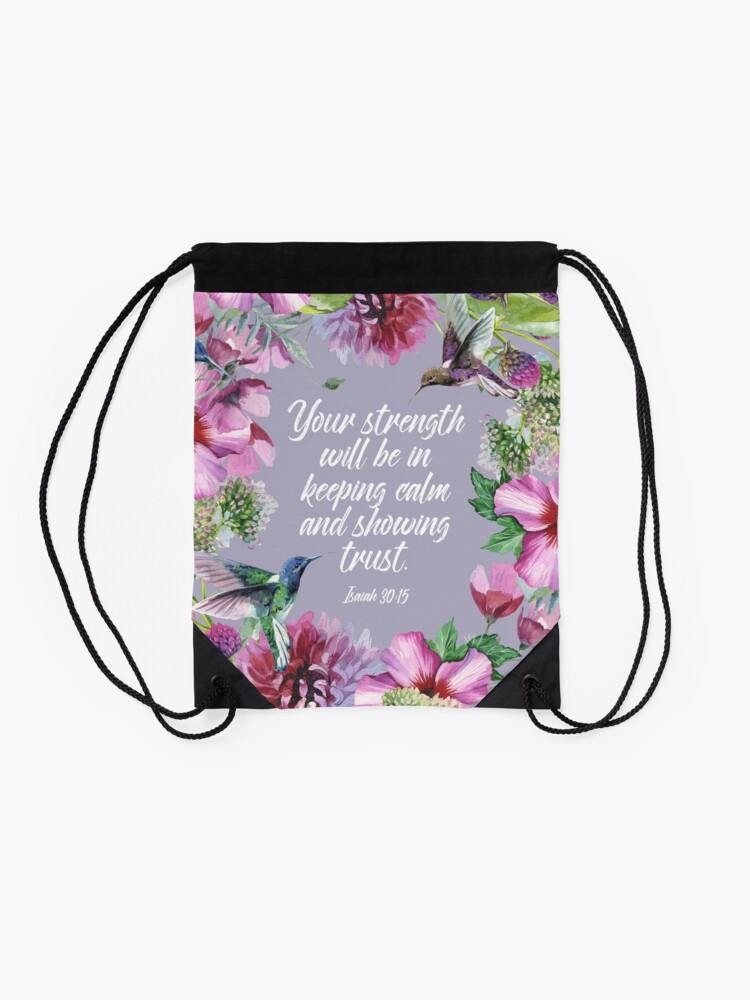 Alternate view of 2021 YEARTEXT (Hummingbirds and Flowers) Drawstring Bag
